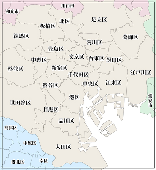 時層地図東京の表示範囲地図