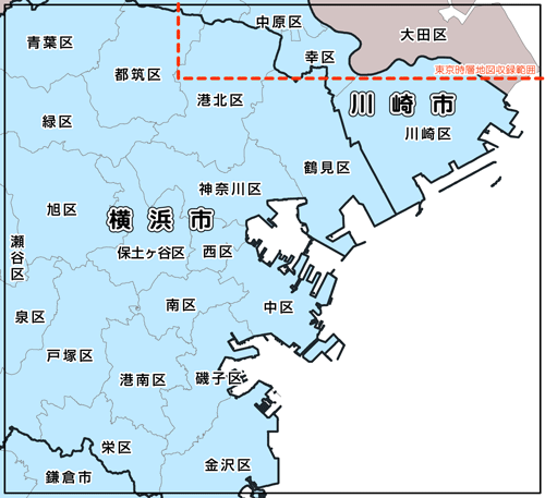時層地図東京の表示範囲地図
