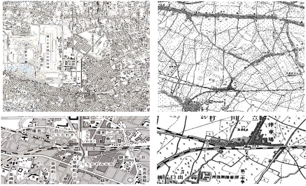 新旧地形図の比較